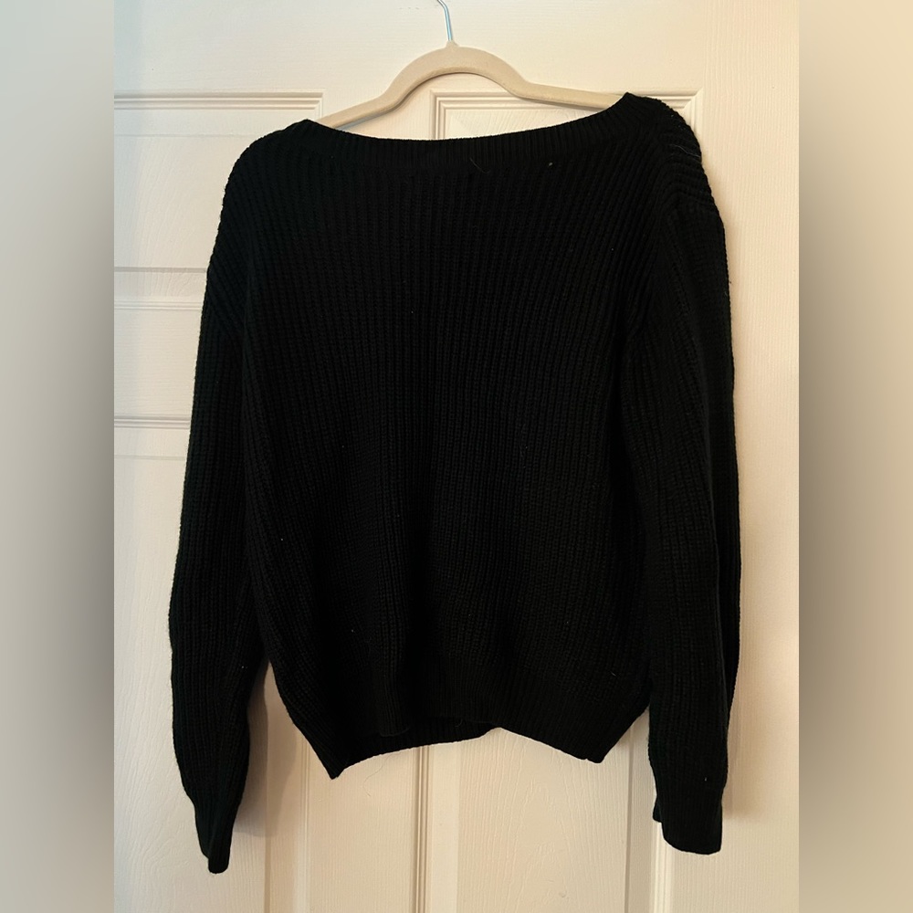 XL Scoop Neck Black Knitted Sweater